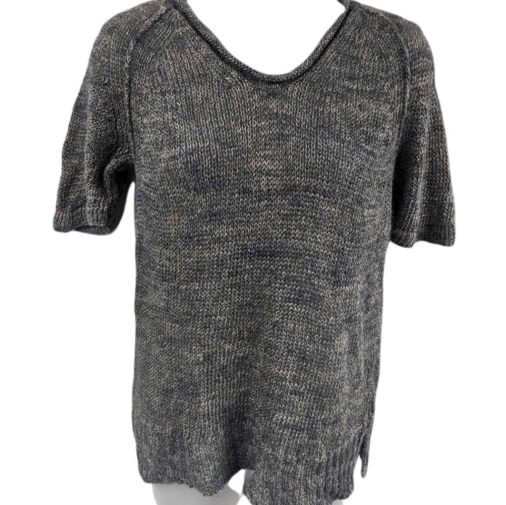 J Crew Variegated Wool Blend Short Sleeve Knit Sweater Sz M